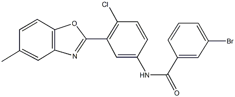 3-bromo-N-[4-chloro-3-(5-methyl-1,3-benzoxazol-2-yl)phenyl]benzamide Struktur