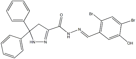 N'-(2,4-dibromo-5-hydroxybenzylidene)-5,5-diphenyl-4,5-dihydro-1H-pyrazole-3-carbohydrazide Struktur