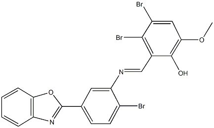 2-({[5-(1,3-benzoxazol-2-yl)-2-bromophenyl]imino}methyl)-3,4-dibromo-6-methoxyphenol Struktur