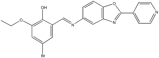 4-bromo-2-ethoxy-6-({[2-(4-pyridinyl)-1,3-benzoxazol-5-yl]imino}methyl)phenol Struktur