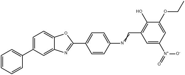 2-ethoxy-4-nitro-6-({[4-(5-phenyl-1,3-benzoxazol-2-yl)phenyl]imino}methyl)phenol Struktur