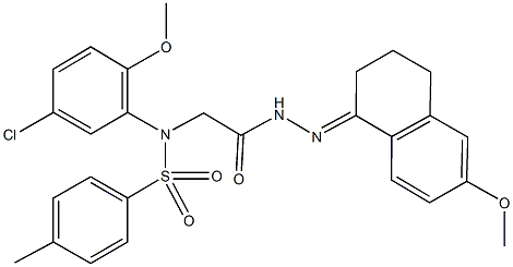 N-(5-chloro-2-methoxyphenyl)-N-{2-[2-(6-methoxy-3,4-dihydro-1(2H)-naphthalenylidene)hydrazino]-2-oxoethyl}-4-methylbenzenesulfonamide Struktur