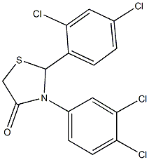 2-(2,4-dichlorophenyl)-3-(3,4-dichlorophenyl)-1,3-thiazolidin-4-one Struktur