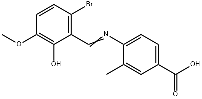 4-[(6-bromo-2-hydroxy-3-methoxybenzylidene)amino]-3-methylbenzoic acid Struktur