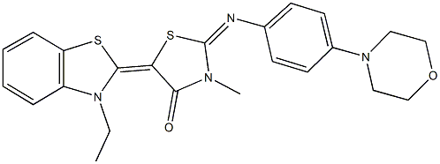 5-(3-ethyl-1,3-benzothiazol-2(3H)-ylidene)-3-methyl-2-{[4-(4-morpholinyl)phenyl]imino}-1,3-thiazolidin-4-one Struktur