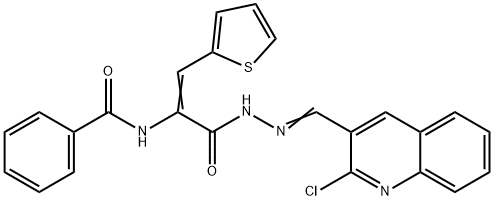 N-[1-({2-[(2-chloro-3-quinolinyl)methylene]hydrazino}carbonyl)-2-(2-thienyl)vinyl]benzamide Struktur