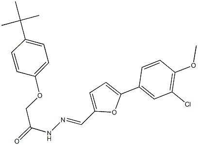 2-(4-tert-butylphenoxy)-N'-{[5-(3-chloro-4-methoxyphenyl)-2-furyl]methylene}acetohydrazide Struktur