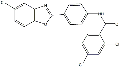 2,4-dichloro-N-[4-(5-chloro-1,3-benzoxazol-2-yl)phenyl]benzamide Struktur