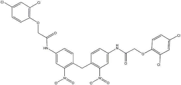 2-(2,4-dichlorophenoxy)-N-{4-{4-{[(2,4-dichlorophenoxy)acetyl]amino}-2-nitrobenzyl}-3-nitrophenyl}acetamide Struktur