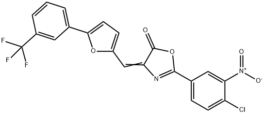 2-{4-chloro-3-nitrophenyl}-4-({5-[3-(trifluoromethyl)phenyl]-2-furyl}methylene)-1,3-oxazol-5(4H)-one Struktur