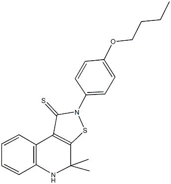 2-(4-butoxyphenyl)-4,4-dimethyl-4,5-dihydroisothiazolo[5,4-c]quinoline-1(2H)-thione Struktur