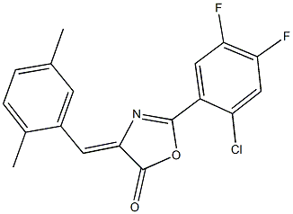 2-(2-chloro-4,5-difluorophenyl)-4-(2,5-dimethylbenzylidene)-1,3-oxazol-5(4H)-one Struktur