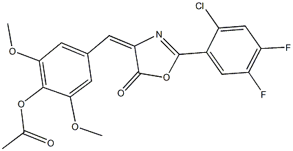 4-[(2-(2-chloro-4,5-difluorophenyl)-5-oxo-1,3-oxazol-4(5H)-ylidene)methyl]-2,6-dimethoxyphenyl acetate Struktur