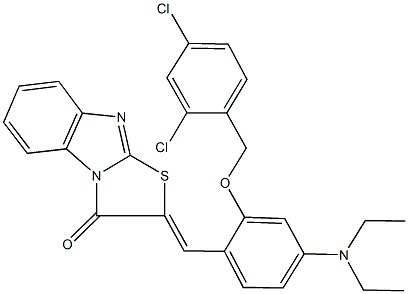 2-[2-[(2,4-dichlorobenzyl)oxy]-4-(diethylamino)benzylidene][1,3]thiazolo[3,2-a]benzimidazol-3(2H)-one Struktur