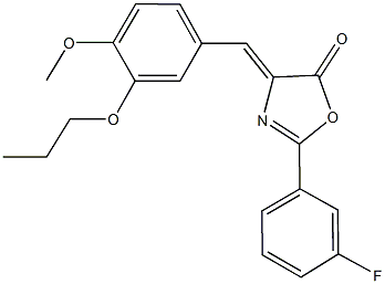 2-(3-fluorophenyl)-4-(4-methoxy-3-propoxybenzylidene)-1,3-oxazol-5(4H)-one Struktur