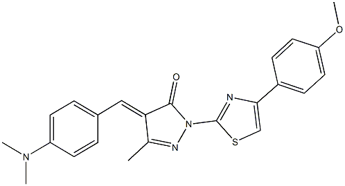 4-[4-(dimethylamino)benzylidene]-2-[4-(4-methoxyphenyl)-1,3-thiazol-2-yl]-5-methyl-2,4-dihydro-3H-pyrazol-3-one Struktur