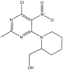 (1-{6-chloro-5-nitro-2-methyl-4-pyrimidinyl}-2-piperidinyl)methanol Struktur