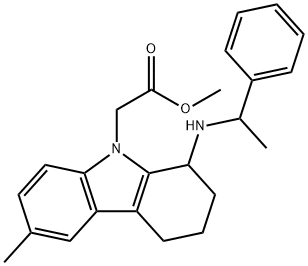 methyl {6-methyl-1-[(1-phenylethyl)amino]-1,2,3,4-tetrahydro-9H-carbazol-9-yl}acetate Struktur