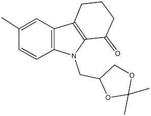 9-[(2,2-dimethyl-1,3-dioxolan-4-yl)methyl]-6-methyl-2,3,4,9-tetrahydro-1H-carbazol-1-one Struktur