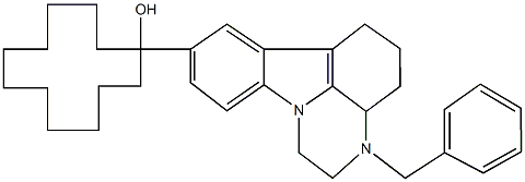 1-(3-benzyl-2,3,3a,4,5,6-hexahydro-1H-pyrazino[3,2,1-jk]carbazol-8-yl)cyclododecanol Struktur