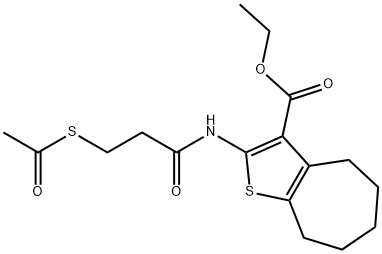 ethyl 2-{[3-(acetylsulfanyl)propanoyl]amino}-5,6,7,8-tetrahydro-4H-cyclohepta[b]thiophene-3-carboxylate Struktur