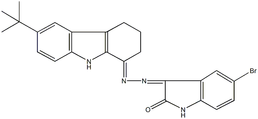 5-bromo-1H-indole-2,3-dione 3-[(6-tert-butyl-2,3,4,9-tetrahydro-1H-carbazol-1-ylidene)hydrazone] Struktur