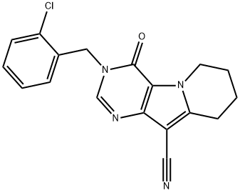 3,4-Dihydro-4-(2-chlorobenzyl)-5,6-tetramethylene-7-cyanopyrrolo[3,2-d]pyrimidinone-4 Struktur