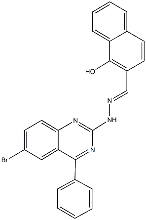 1-hydroxy-2-naphthaldehyde (6-bromo-4-phenyl-2-quinazolinyl)hydrazone Struktur