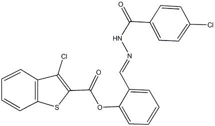 2-[2-(4-chlorobenzoyl)carbohydrazonoyl]phenyl 3-chloro-1-benzothiophene-2-carboxylate Struktur