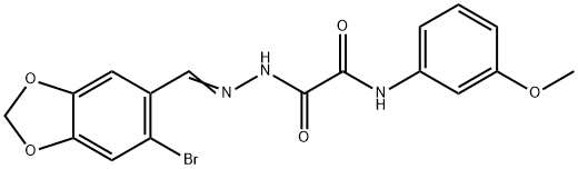 2-{2-[(6-bromo-1,3-benzodioxol-5-yl)methylene]hydrazino}-N-(3-methoxyphenyl)-2-oxoacetamide Struktur