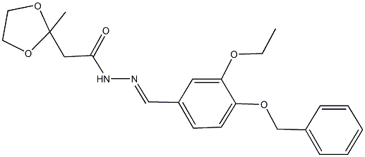 N'-[4-(benzyloxy)-3-ethoxybenzylidene]-2-(2-methyl-1,3-dioxolan-2-yl)acetohydrazide Struktur