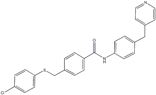 4-{[(4-chlorophenyl)sulfanyl]methyl}-N-[4-(4-pyridinylmethyl)phenyl]benzamide Struktur