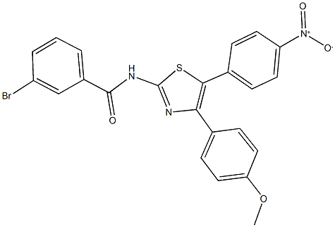 3-bromo-N-[5-{4-nitrophenyl}-4-(4-methoxyphenyl)-1,3-thiazol-2-yl]benzamide Struktur