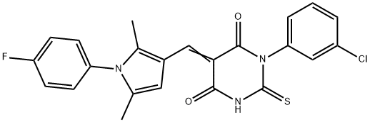 1-(3-chlorophenyl)-5-{[1-(4-fluorophenyl)-2,5-dimethyl-1H-pyrrol-3-yl]methylene}-2-thioxodihydro-4,6(1H,5H)-pyrimidinedione Struktur