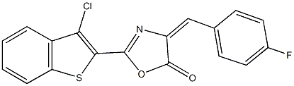 2-(3-chloro-1-benzothien-2-yl)-4-(4-fluorobenzylidene)-1,3-oxazol-5(4H)-one Struktur