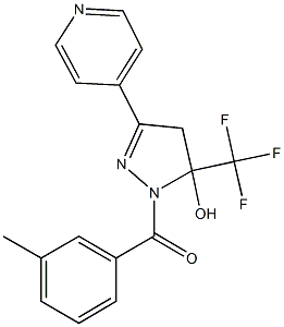 1-(3-methylbenzoyl)-3-(4-pyridinyl)-5-(trifluoromethyl)-4,5-dihydro-1H-pyrazol-5-ol Struktur