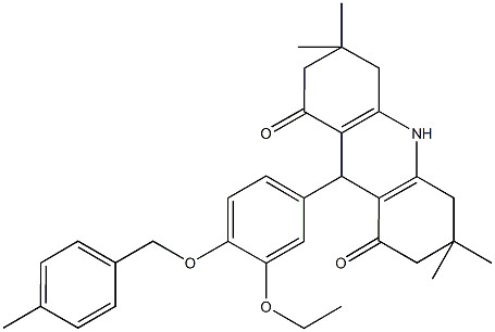 9-{3-ethoxy-4-[(4-methylbenzyl)oxy]phenyl}-3,3,6,6-tetramethyl-3,4,6,7,9,10-hexahydro-1,8(2H,5H)-acridinedione Struktur