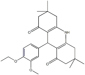 9-(4-ethoxy-3-methoxyphenyl)-3,3,6,6-tetramethyl-3,4,6,7,9,10-hexahydro-1,8(2H,5H)-acridinedione Struktur