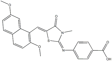 4-({5-[(2,7-dimethoxy-1-naphthyl)methylene]-3-methyl-4-oxo-1,3-thiazolidin-2-ylidene}amino)benzoic acid Struktur