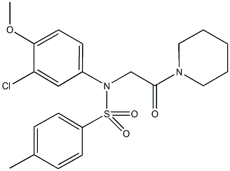 N-(3-chloro-4-methoxyphenyl)-4-methyl-N-[2-oxo-2-(1-piperidinyl)ethyl]benzenesulfonamide Struktur