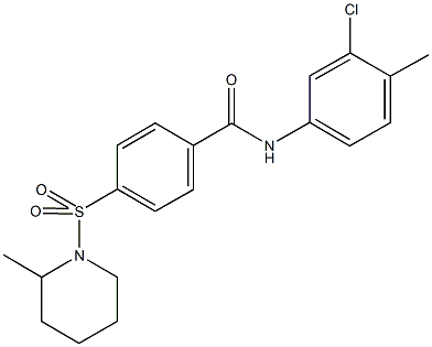 N-(3-chloro-4-methylphenyl)-4-[(2-methyl-1-piperidinyl)sulfonyl]benzamide Struktur