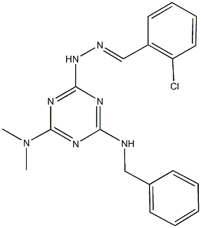 2-chlorobenzaldehyde [4-(benzylamino)-6-(dimethylamino)-1,3,5-triazin-2-yl]hydrazone Struktur