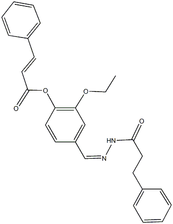 2-ethoxy-4-[2-(3-phenylpropanoyl)carbohydrazonoyl]phenyl 3-phenylacrylate Struktur