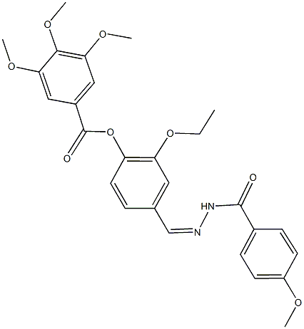 2-ethoxy-4-[2-(4-methoxybenzoyl)carbohydrazonoyl]phenyl 3,4,5-trimethoxybenzoate Struktur