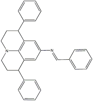 N-benzylidene-N-(1,7-diphenyl-2,3,6,7-tetrahydro-1H,5H-pyrido[3,2,1-ij]quinolin-9-yl)amine Struktur