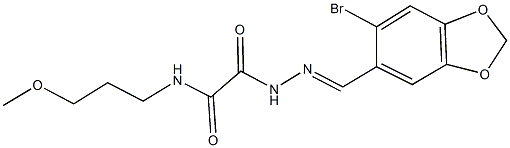 2-{2-[(6-bromo-1,3-benzodioxol-5-yl)methylene]hydrazino}-N-(3-methoxypropyl)-2-oxoacetamide Struktur