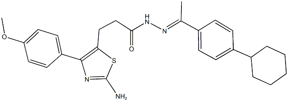 3-[2-amino-4-(4-methoxyphenyl)-1,3-thiazol-5-yl]-N'-[1-(4-cyclohexylphenyl)ethylidene]propanohydrazide Struktur