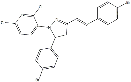 5-(4-bromophenyl)-3-[2-(4-bromophenyl)vinyl]-1-(2,4-dichlorophenyl)-4,5-dihydro-1H-pyrazole Struktur