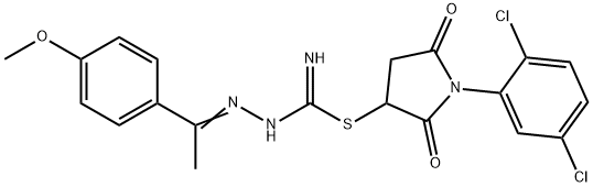 1-(2,5-dichlorophenyl)-2,5-dioxo-3-pyrrolidinyl 2-[1-(4-methoxyphenyl)ethylidene]hydrazinecarbimidothioate Struktur