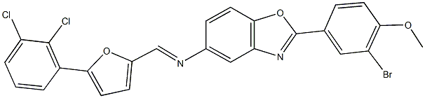 2-(3-bromo-4-methoxyphenyl)-N-{[5-(2,3-dichlorophenyl)-2-furyl]methylene}-1,3-benzoxazol-5-amine Struktur